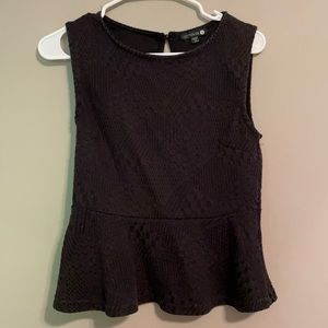 Patterned black peplum tank